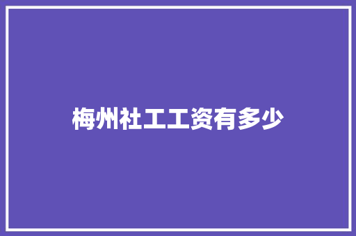 梅州社工工资有多少