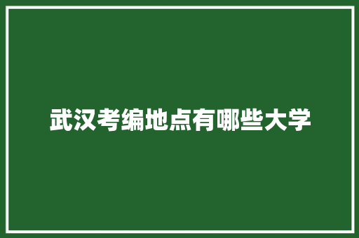 武汉考编地点有哪些大学