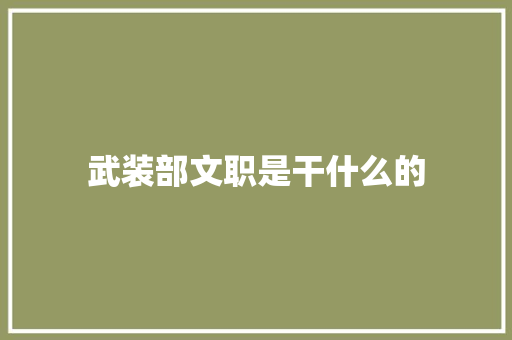 武装部文职是干什么的