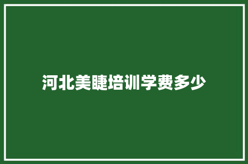 河北美睫培训学费多少