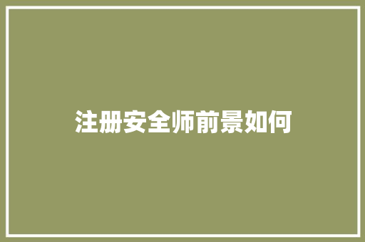注册安全师前景如何