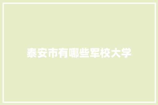 泰安市有哪些军校大学