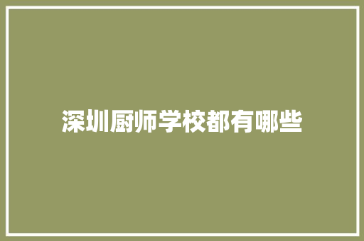 深圳厨师学校都有哪些