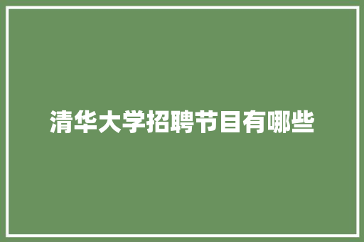清华大学招聘节目有哪些