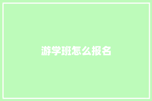 游学班怎么报名