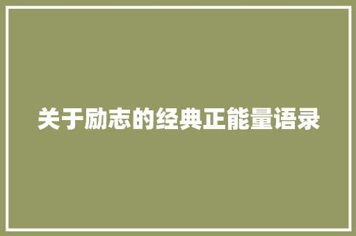 关于励志的经典正能量语录 写作社区