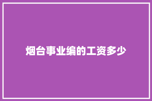 烟台事业编的工资多少