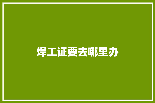 焊工证要去哪里办