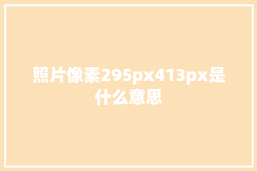 照片像素295px413px是什么意思