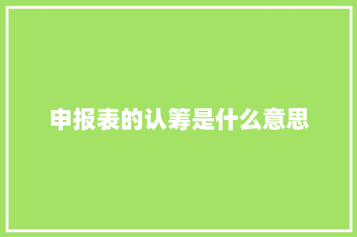 申报表的认筹是什么意思