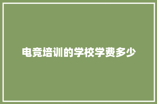 电竞培训的学校学费多少