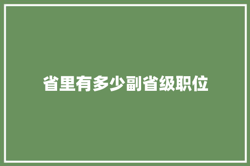 省里有多少副省级职位