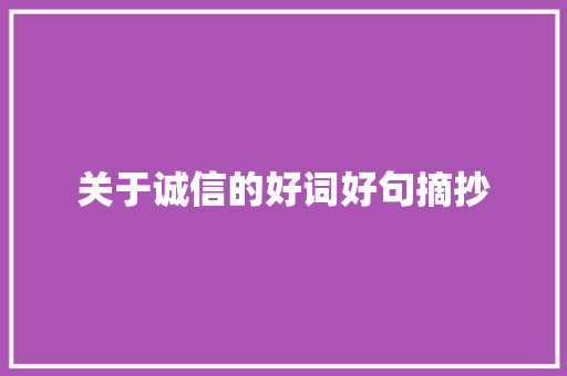 关于诚信的好词好句摘抄