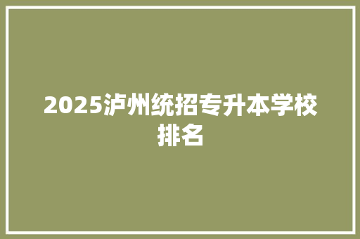 2025泸州统招专升本学校排名