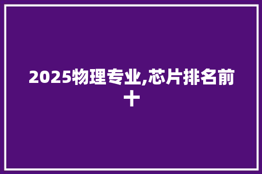 2025物理专业,芯片排名前十