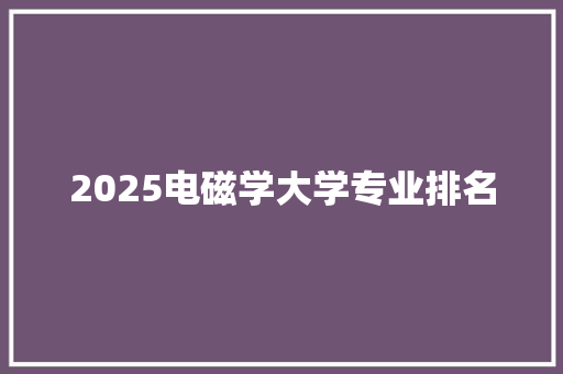 2025电磁学大学专业排名