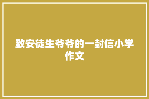 致安徒生爷爷的一封信小学作文 写作技巧