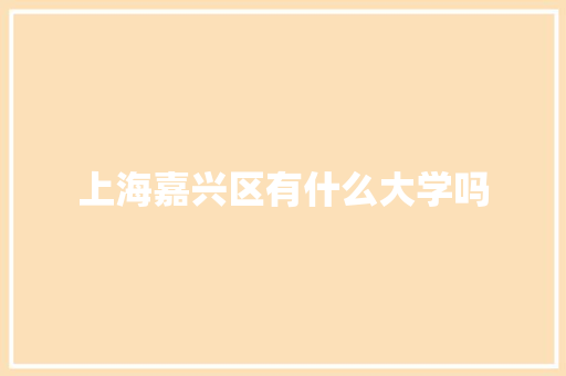 上海嘉兴区有什么大学吗