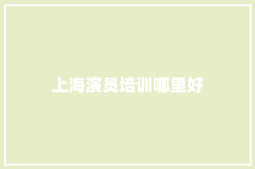 上海演员培训哪里好