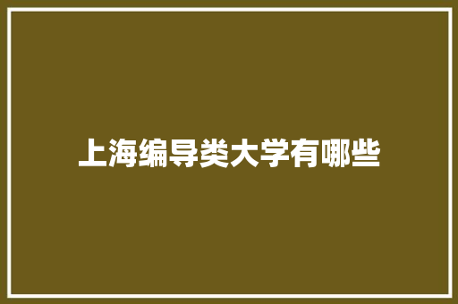 上海编导类大学有哪些