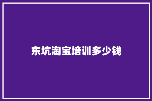 东坑淘宝培训多少钱