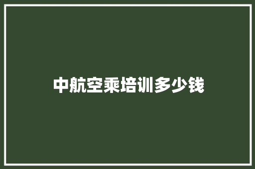 中航空乘培训多少钱