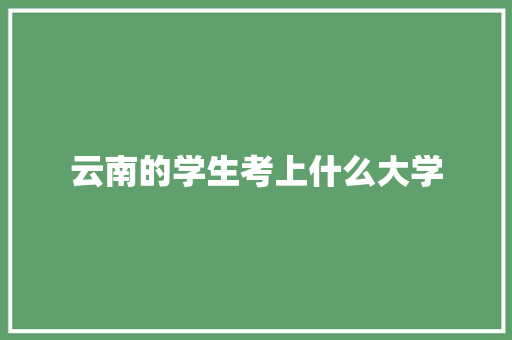 云南的学生考上什么大学