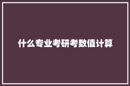 什么专业考研考数值计算