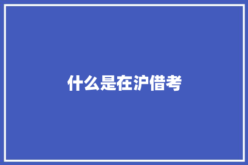 什么是在沪借考