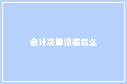 会计决算报表怎么