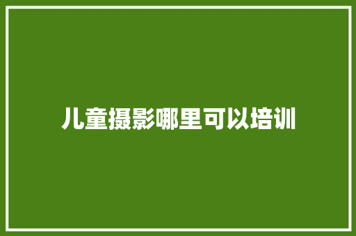 儿童摄影哪里可以培训