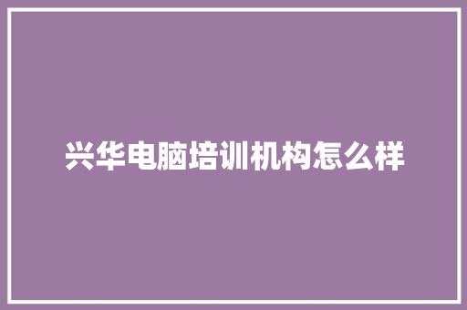 兴华电脑培训机构怎么样