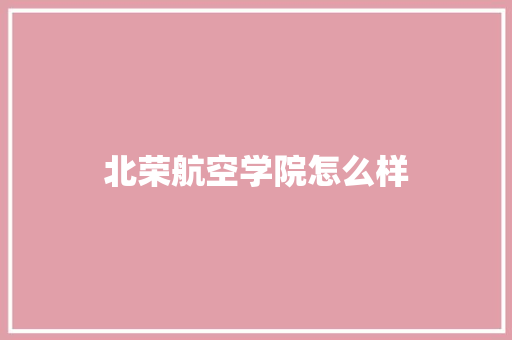 北荣航空学院怎么样