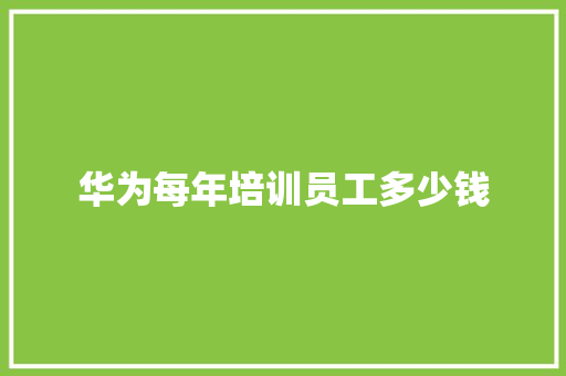 华为每年培训员工多少钱