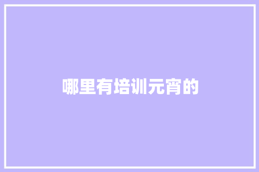 哪里有培训元宵的