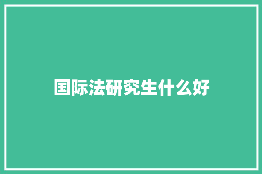 国际法研究生什么好