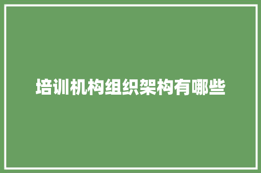 培训机构组织架构有哪些