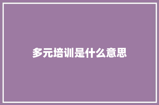 多元培训是什么意思