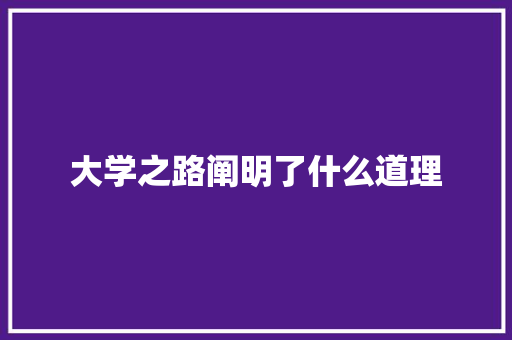 大学之路阐明了什么道理