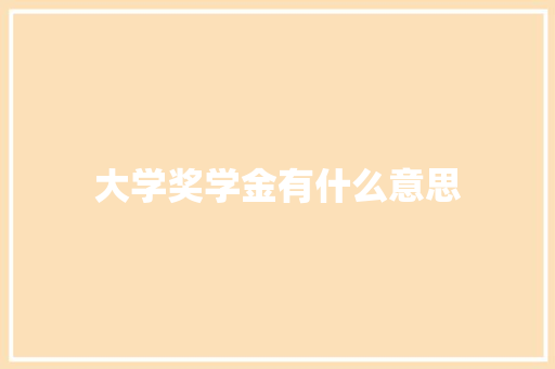 大学奖学金有什么意思