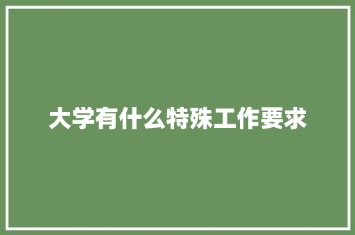 大学有什么特殊工作要求