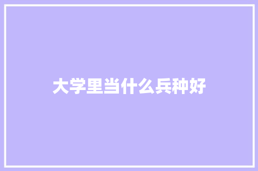 大学里当什么兵种好