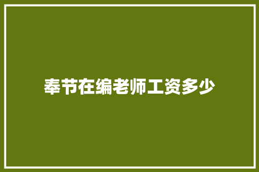 奉节在编老师工资多少