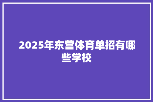 2025年东营体育单招有哪些学校