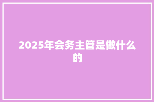 2025年会务主管是做什么的