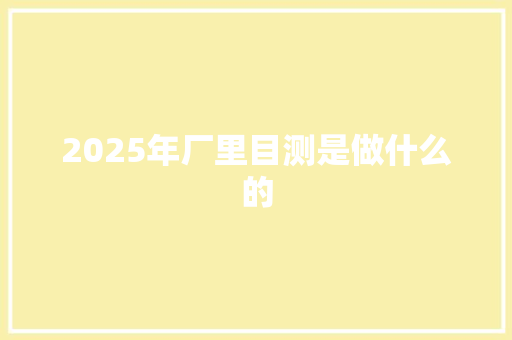 2025年厂里目测是做什么的