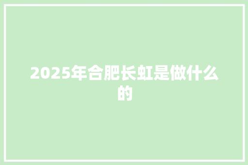 2025年合肥长虹是做什么的