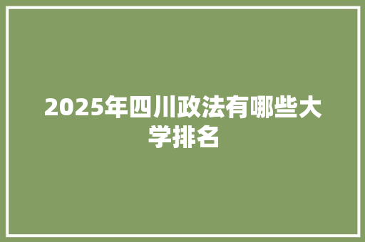 2025年四川政法有哪些大学排名