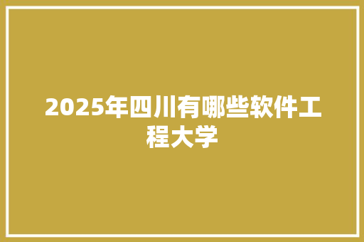 2025年四川有哪些软件工程大学 写作社区