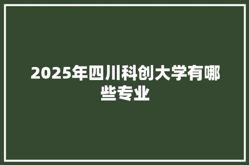2025年四川科创大学有哪些专业